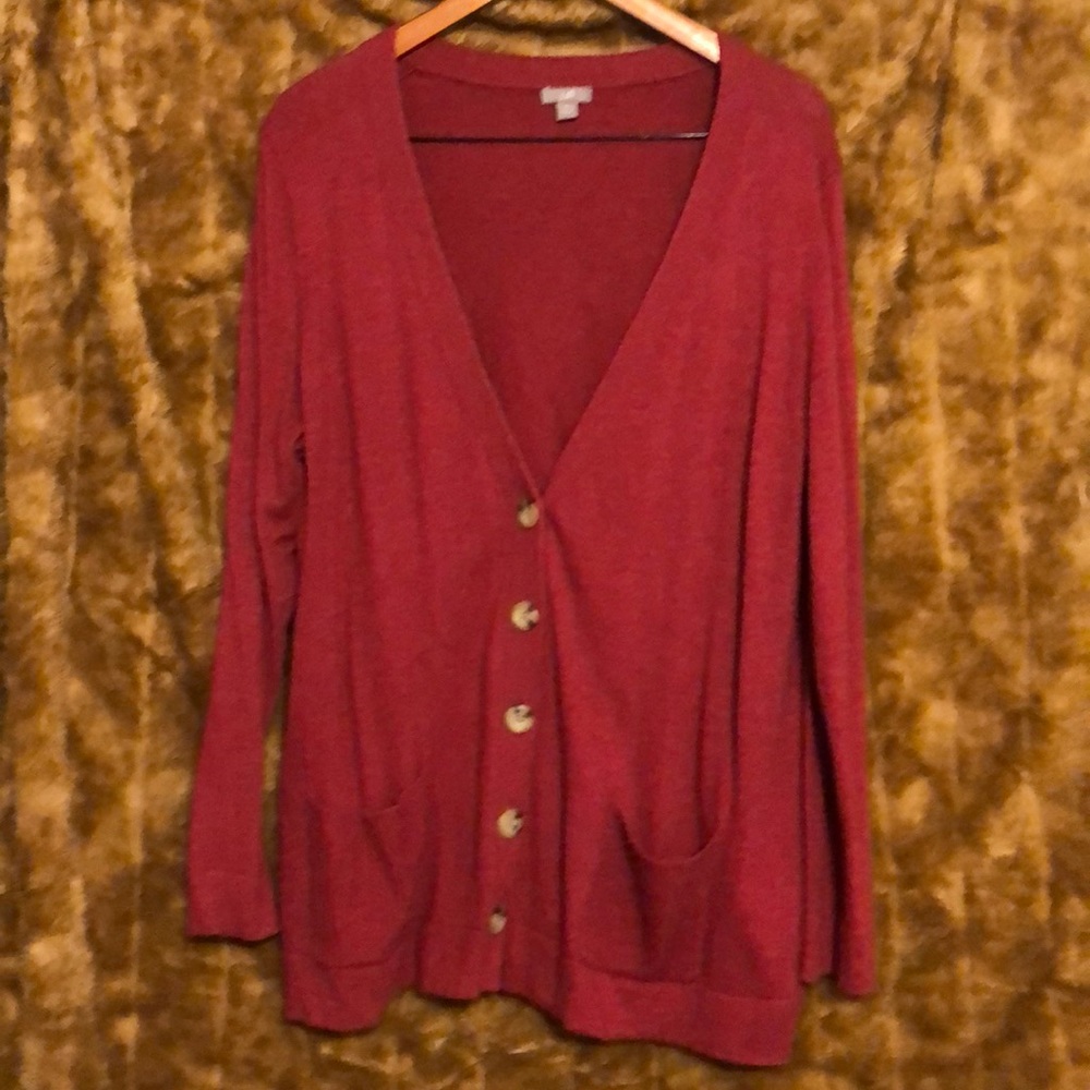 J.Jill Brick Red V-neck cardigan XL